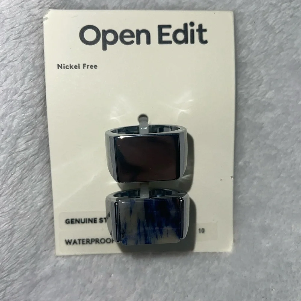 New open edit mens genuine, stone, waterproof rhodium rings 10